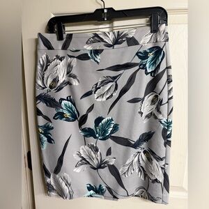 Ann Taylor Gray Floral Pencil Skirt